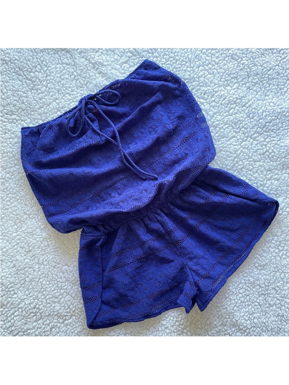 Victoria’s Secret VS coverup dark blue beach swim pool lace romper strapless S